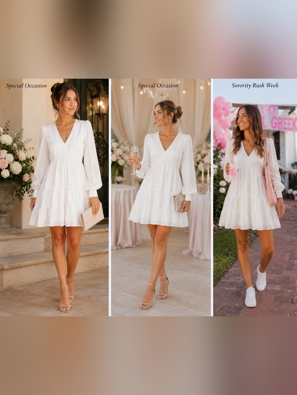 Bardot White Mini Dress Size L Bridal Cottagecore Sorority Rush Luxury